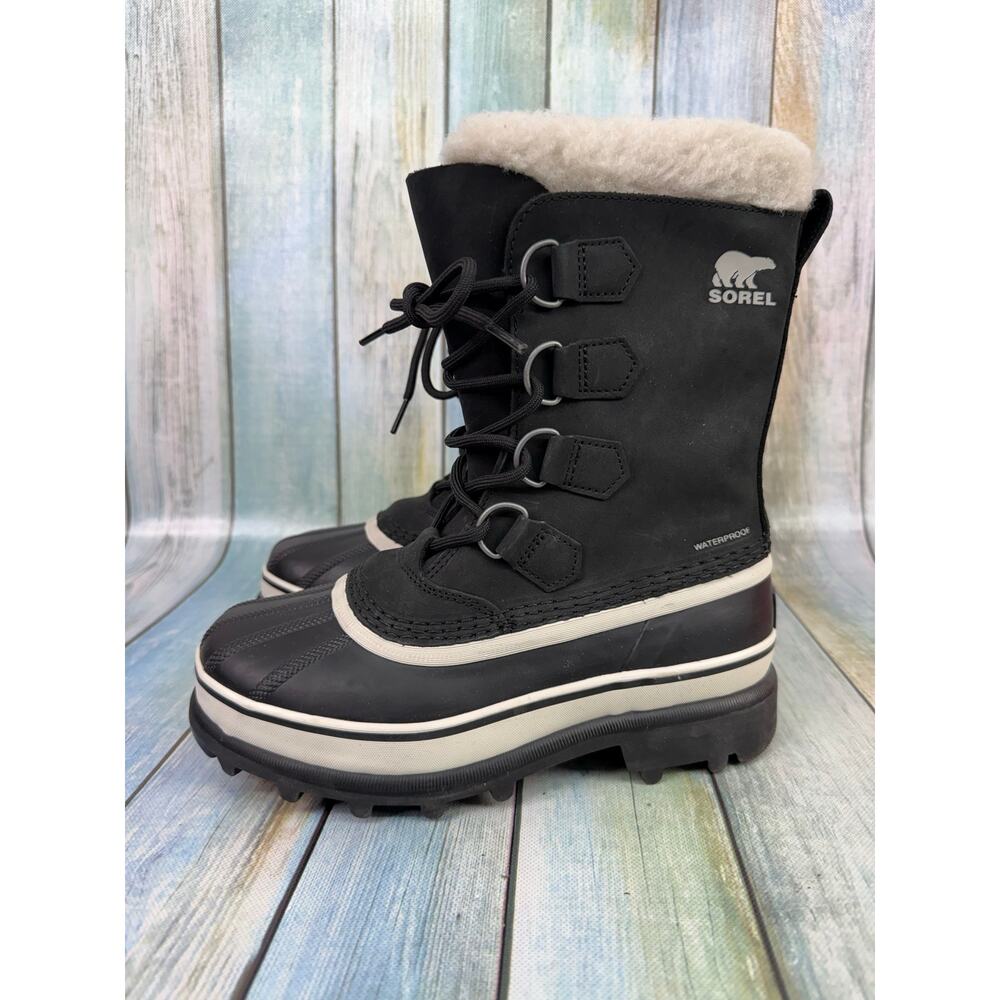 Sorel Caribou Waterproof Snow Boot NEW Women's Size 6 Black Lug Sole Liner Suede